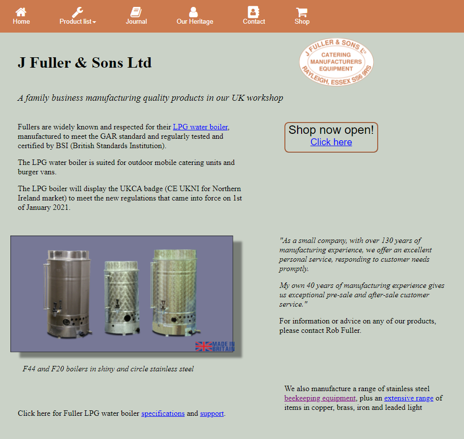 J Fuller & Sons Ltd Website