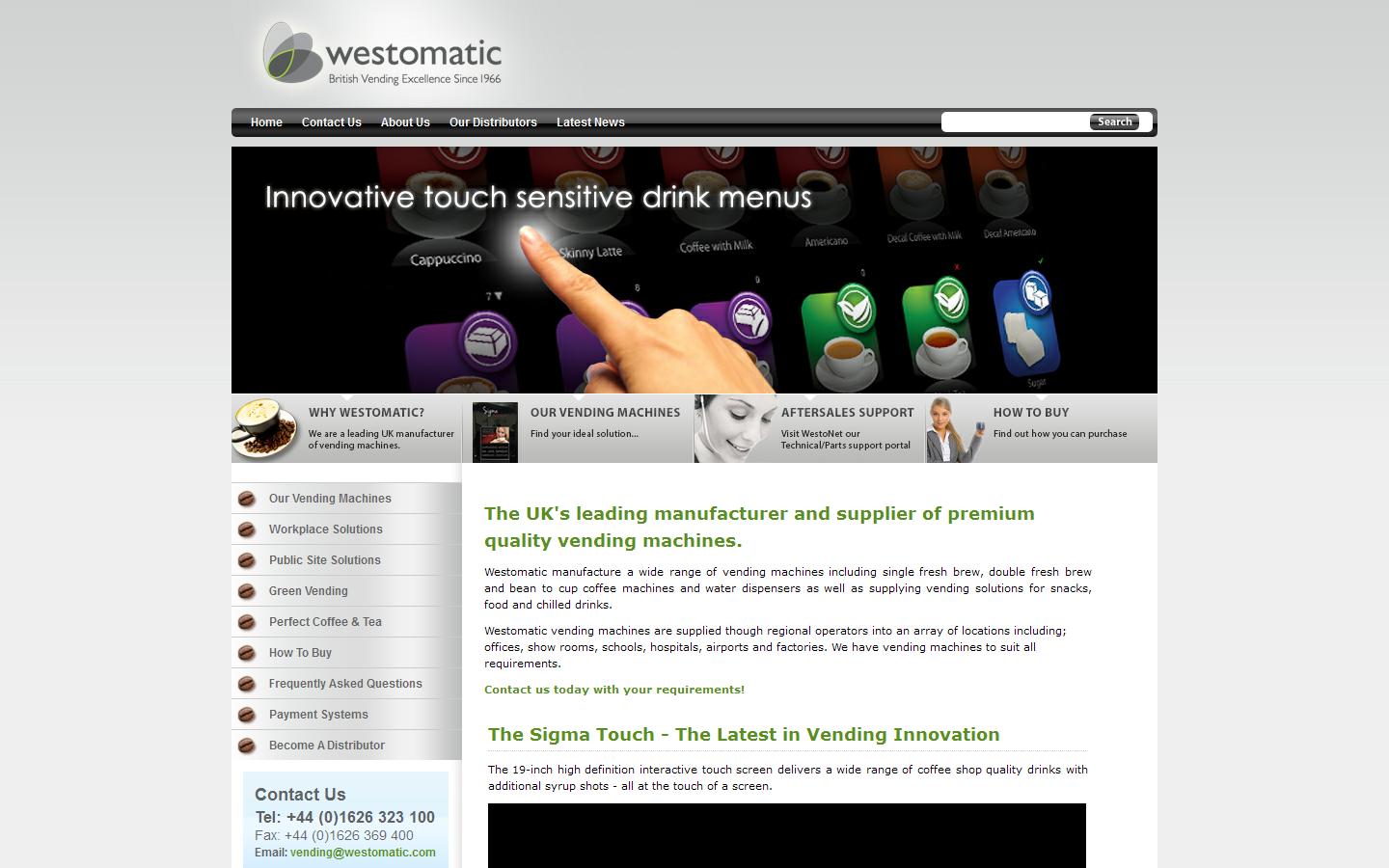 Westomatic Vending Services Ltd Website