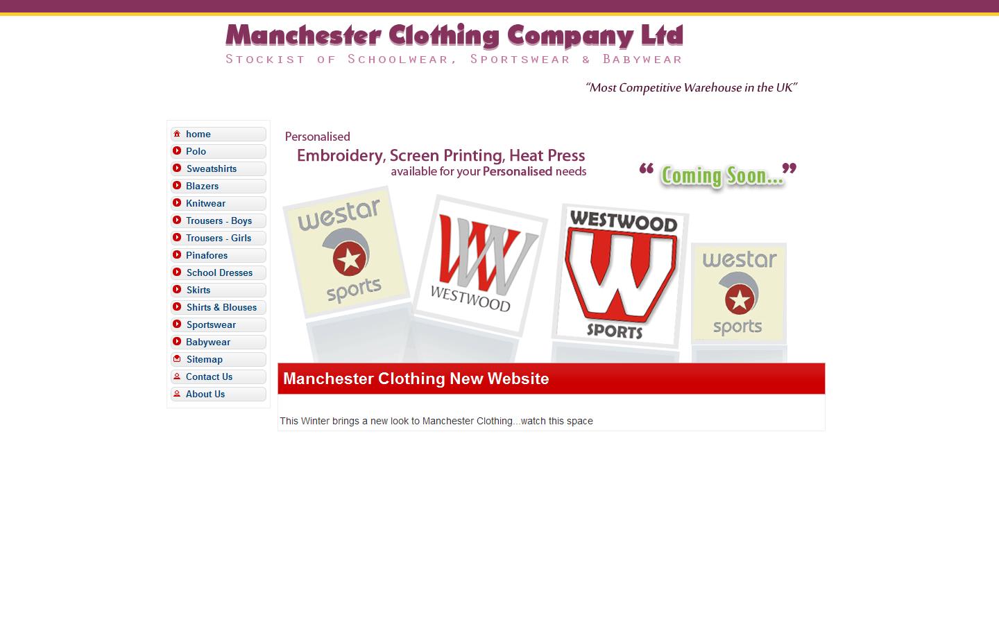 Manchester Clothing Company Ltd Website