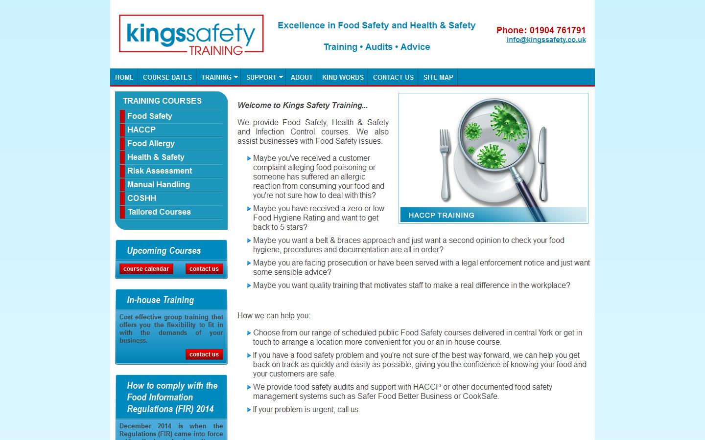 Kings Safety Training Website