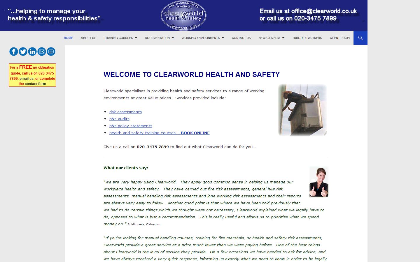 Clearworld Health & Safety Ltd Website