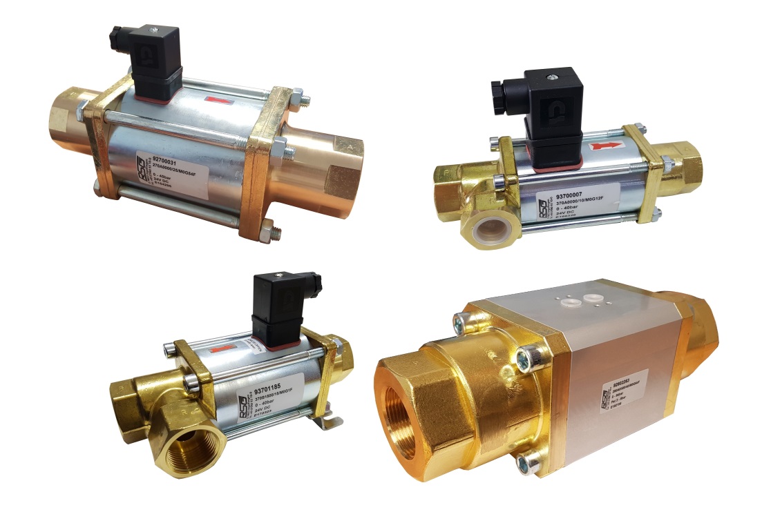 Coaxial solenoid and air actuated 2 + 3 way valves.