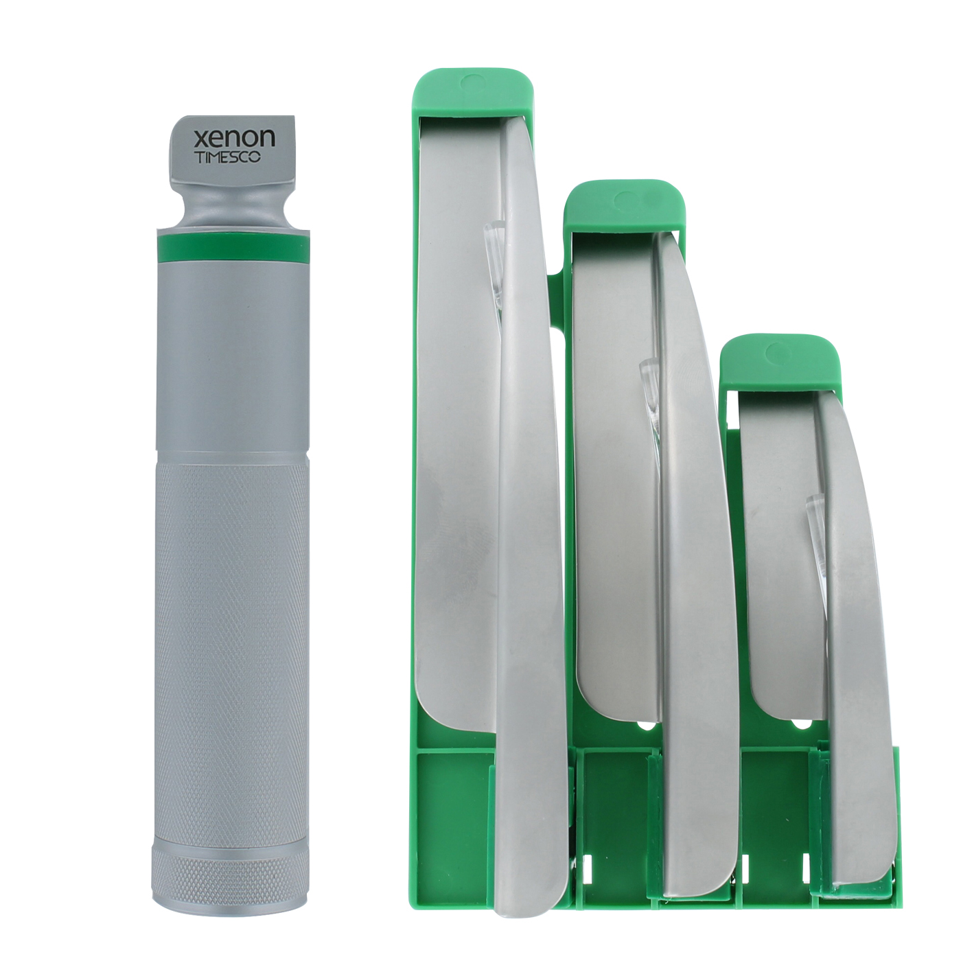 Laryngoscope Set &minus; Xenon Handle, Callisto Mac 4, 3 & 2 Blades With Insert & Clear Plastic Case