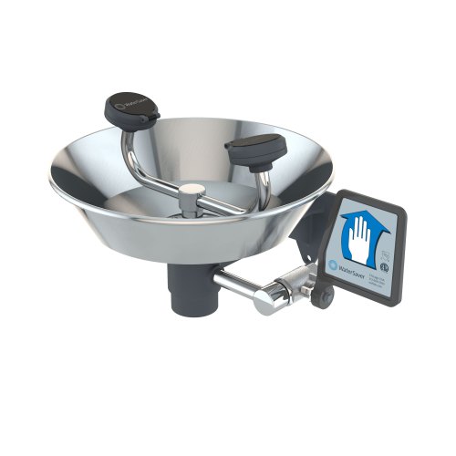 Eyewash, wall mounted, stainless steel bowl