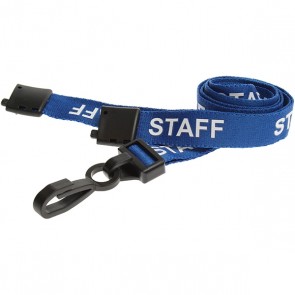 Blue Staff Pre-Printed Breakaway Lanyards with Plastic Clip