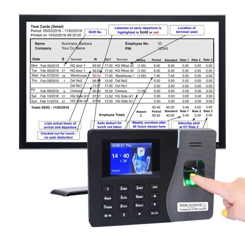 GeoTime 100 | &lsquo;Pro&rsquo; Fingerprint Biometric Clocking in Machine