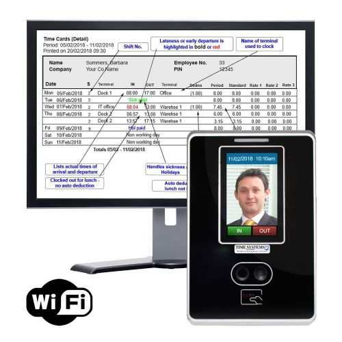 GeoFace 200 Wifi | &lsquo;Ultimate&rsquo; Face Recognition Biometric Clocking in Machine