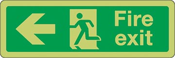 Fire Exit Sign &minus; Arrow Left &minus; Photoluminescent Sign