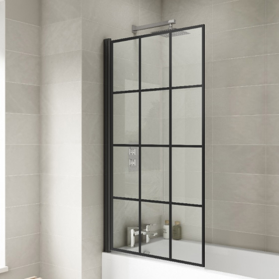 Nuie Pacific Black Square Bath Screen