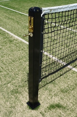 76mm Square Steel Black Thermo Dipped Outdoor Tennis Posts