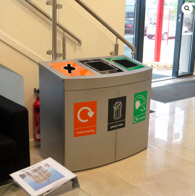 Console Triple Recycling Bin