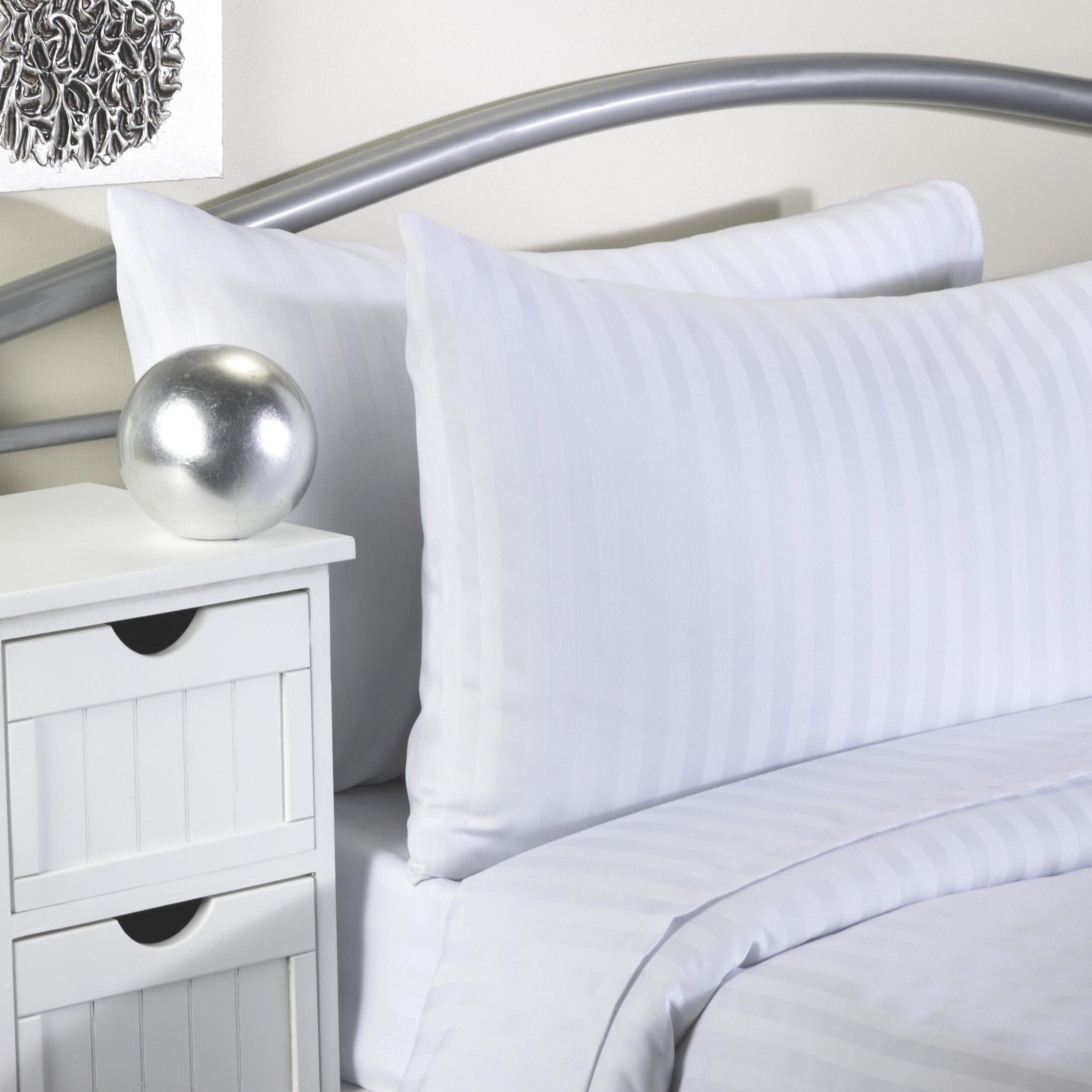 White Satin Stripe FR Bedding Set