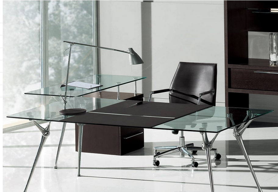 GENESIS GLASS &minus; Large Glass Top Desks