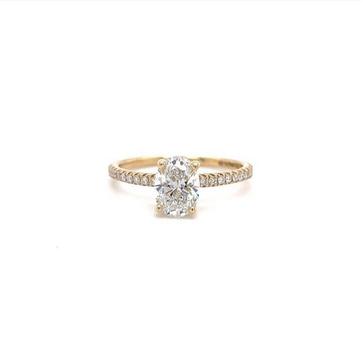 Certified Lab Grown Oval Solitaire with Diamond Band &minus; 8mm Diamond (1ct+)