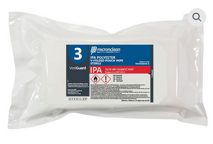 VeriGuard 3 &minus; IPA Polyester V-folded Pouch Wipe