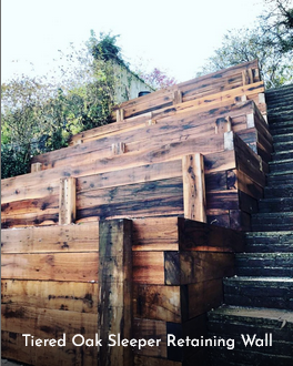 Tiered Oak Sleeper Retaining Wall