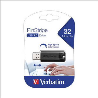 Verbatim Pinstripe Flash Drive 3.0 32GB Black Ref 49317 