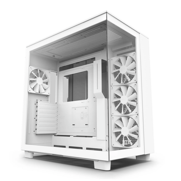 NZXT H9 Flow White Mid Tower Tempered Glass PC Gaming Case 