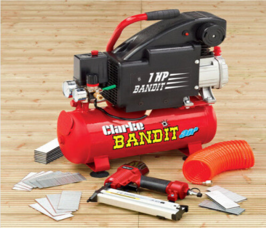 Clarke Bandit 4 - 8 Litre Air Compressor with Nailer / Stapler