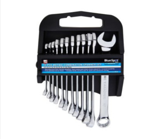 BLUE SPOT TOOLS 12 PCE METRIC COMBINATION SPANNER SET (8-19MM) 04113 