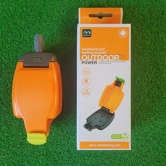 Rewireable Weatherproof Outdoor Inline Socket, 13 Amp, 17 x 6.5 cm, Orange