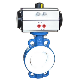 Pneumatic Spring Return, Wafer Pattern Fully Lined PTFE Butterfly Valve