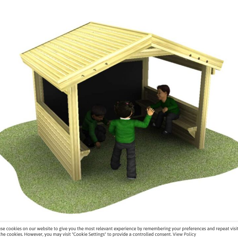 Role Play House with Chalkboard & Benches