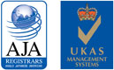 AJA Registrars & UKAS Management Systems Logo